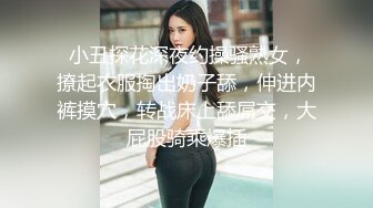  小丑探花深夜约操骚熟女，撩起衣服掏出奶子舔，伸进内裤摸穴，转战床上舔屌交，大屁股骑乘爆插